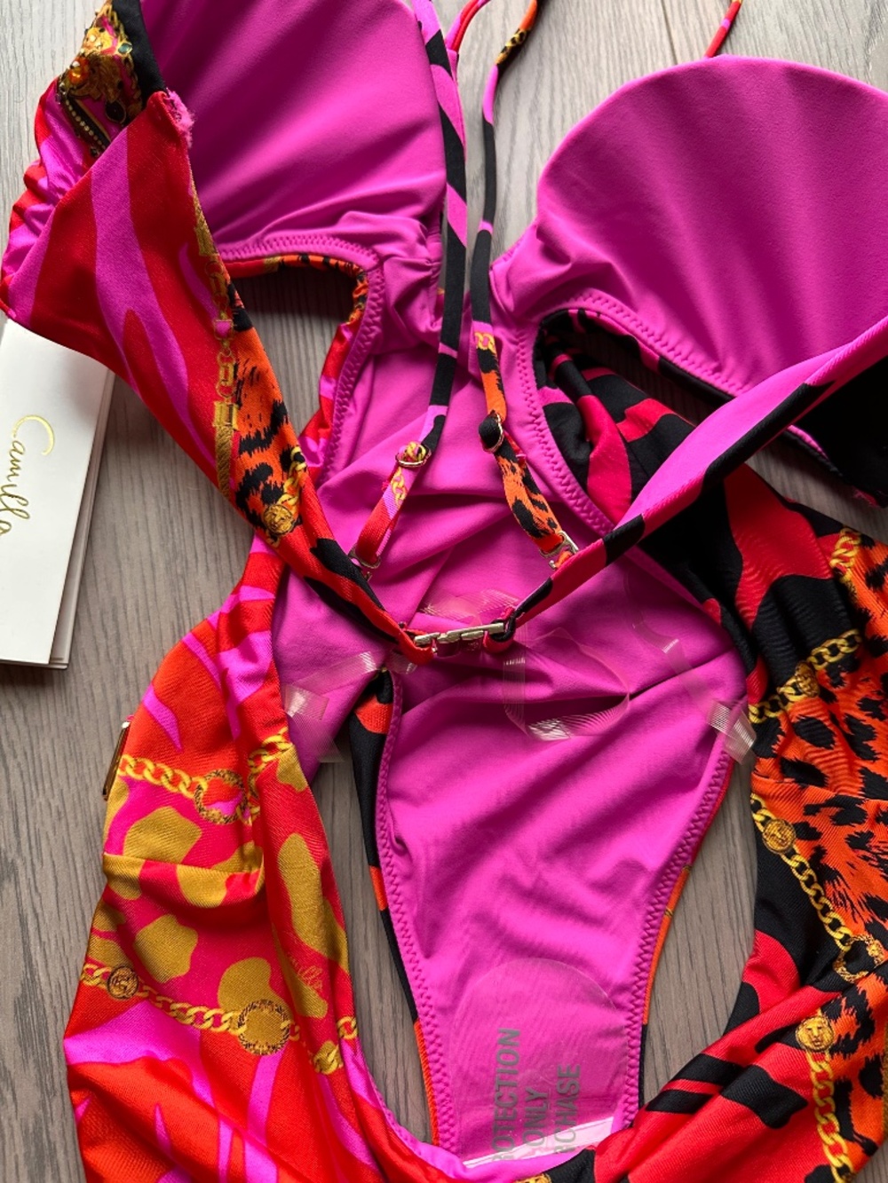 Camilla Pink Red Animal-Print Cutout One-Piece Swimsuit Always Change Your Spots - Picture 13 of 14